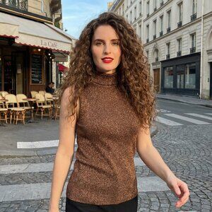 Nygard Metallic Bronze Sleeveless Mock Neck Top NWT Size L